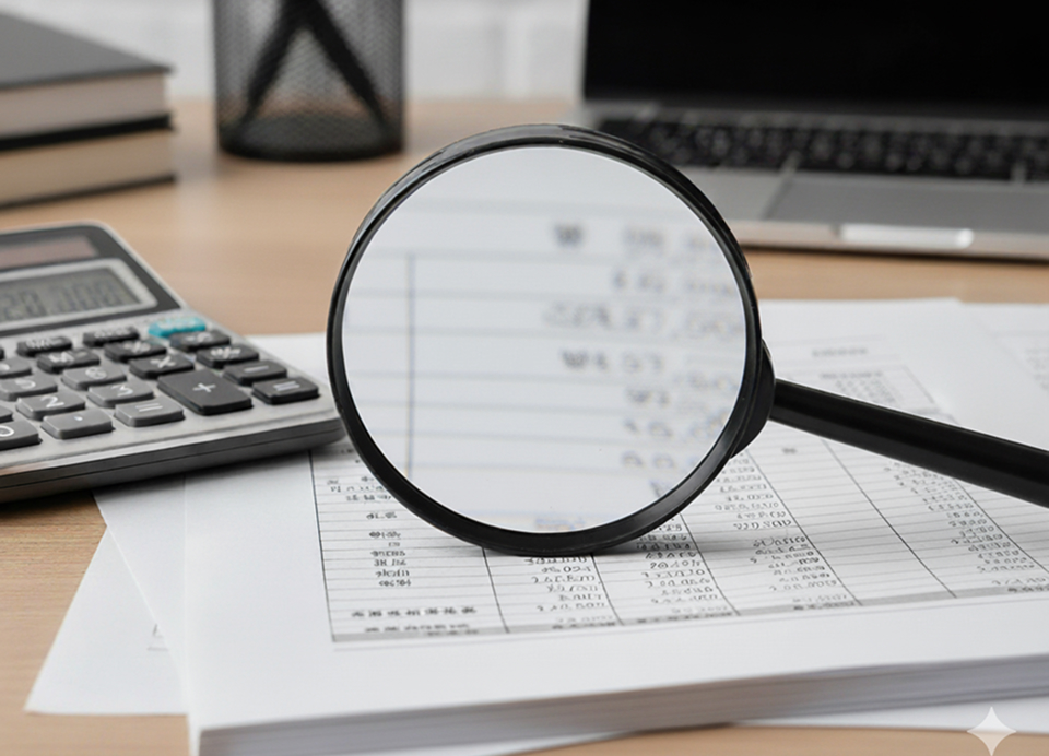 見積書とルーペ